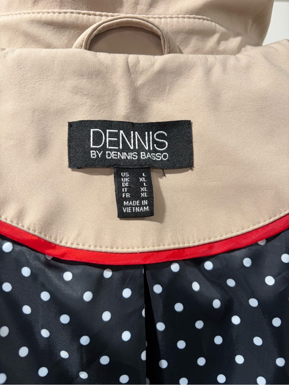Dennis Basso Khaki/Tan Water-Resistant Safari Trench Coat Jacket